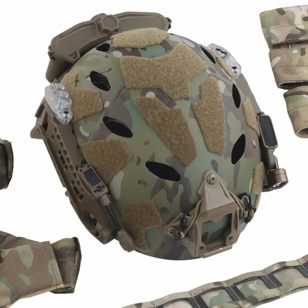 Modular ARC Rail SF Helmet Set with Modular ARC Rail Battery Box LED Light Signal Light Tactical Airsoft