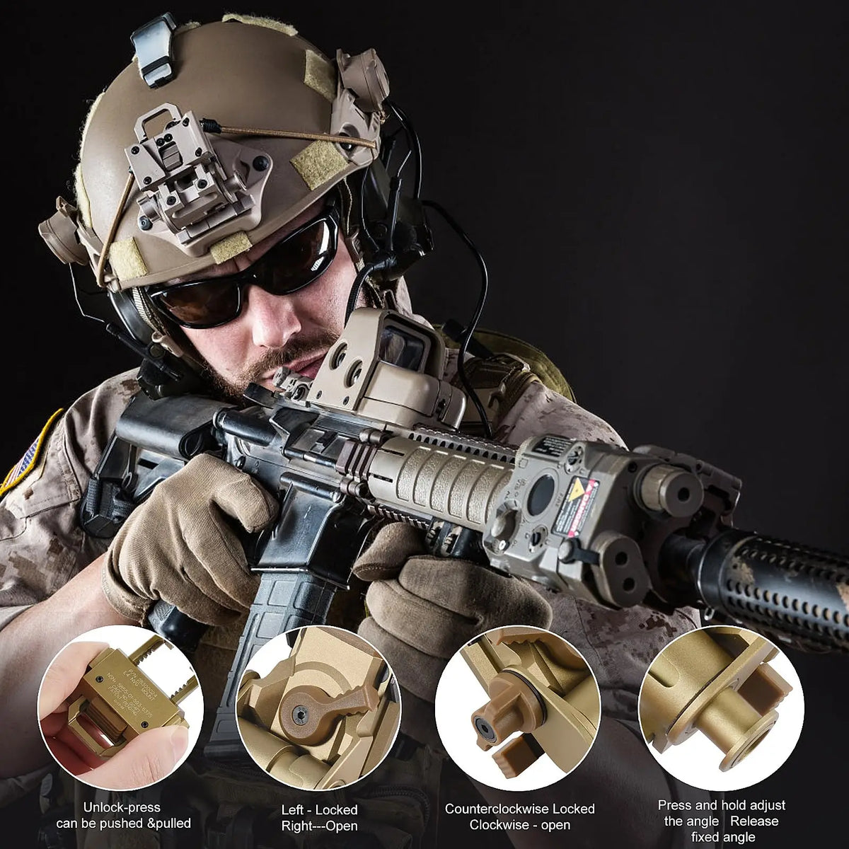 BOOIU L4G24 NVG Tactical Helmet Mount Metal Holder Bracket Helmet Accessories For PVS15/18 Goggles Night Vision Stent