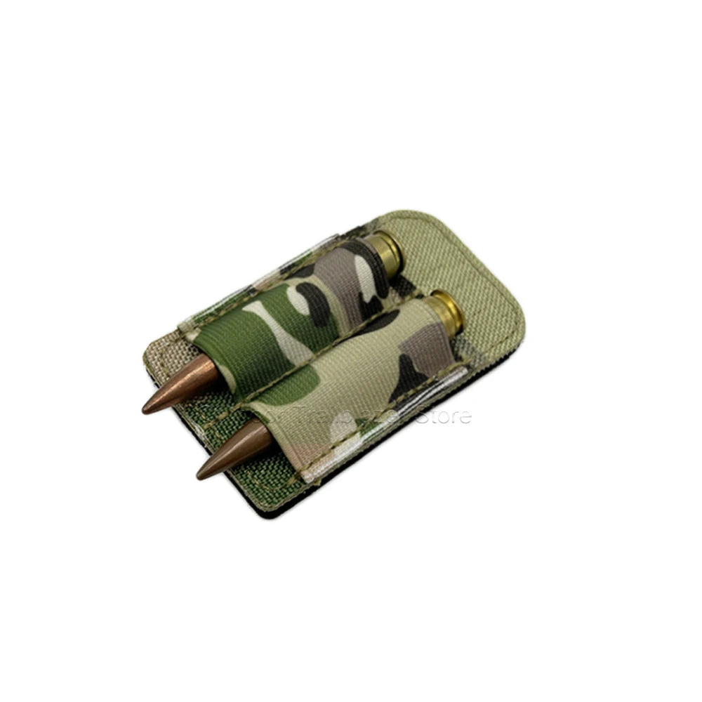 Tactical Patch 2 Round Ammo Holder Adhesive 2 Hole Cartridges Hook Loop Patch Hunting Rifles Airsoft M4 Shotgun Bullet Pouch