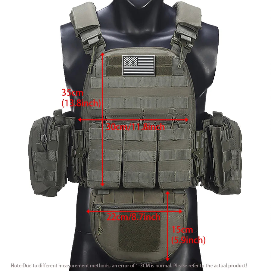 The quick release seven piece hunting vest for shoulders and waist uses tear resistant and wear-resistant materials