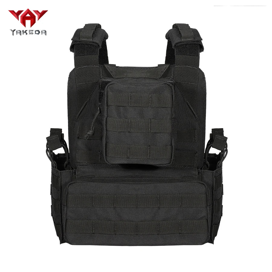 YAKEDA Outdoor Adventure Quick Release Tank Top Front Triple Bag Elastic Rope Fixed Design Back Zipper Storage Bag