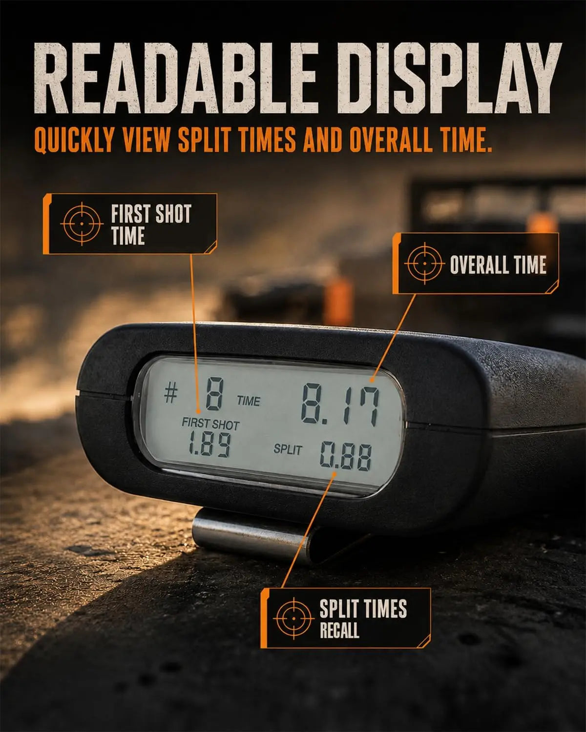 Shot Timers IPSC Competition Shooting Pro Timer - Steel Challenge Match Timer with LCD Display for Live Fire Training & Practice