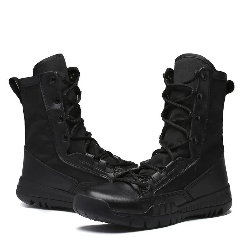 New High-Top Men's Leather Hiking Work Boots Non-Slip Lightweight Combat &Tactical Breathable Desert Boots