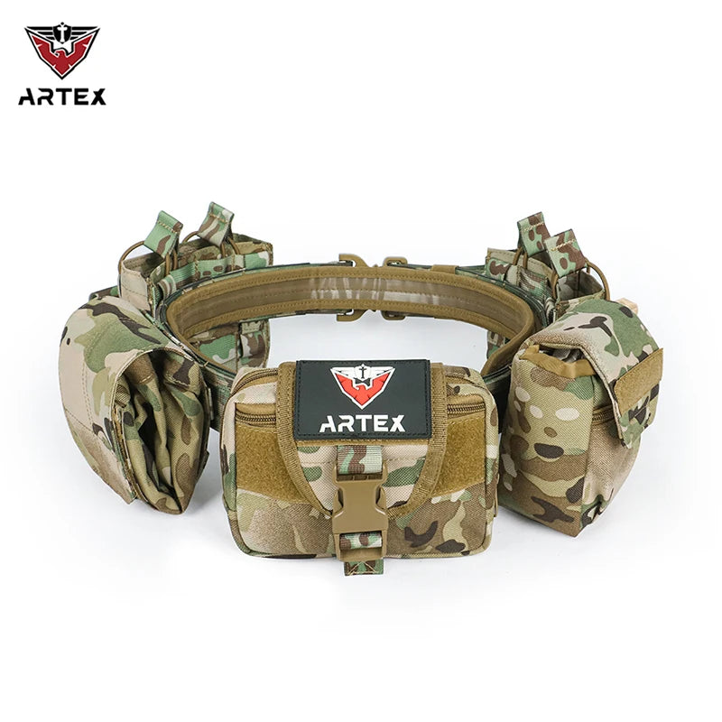 ARTEX Tactical Battle Belt 7 in 1 Airsoft Utility, Tactical Waist Belt 1000D Nylon Tactical Duty Belt with Mag Pouch Bag