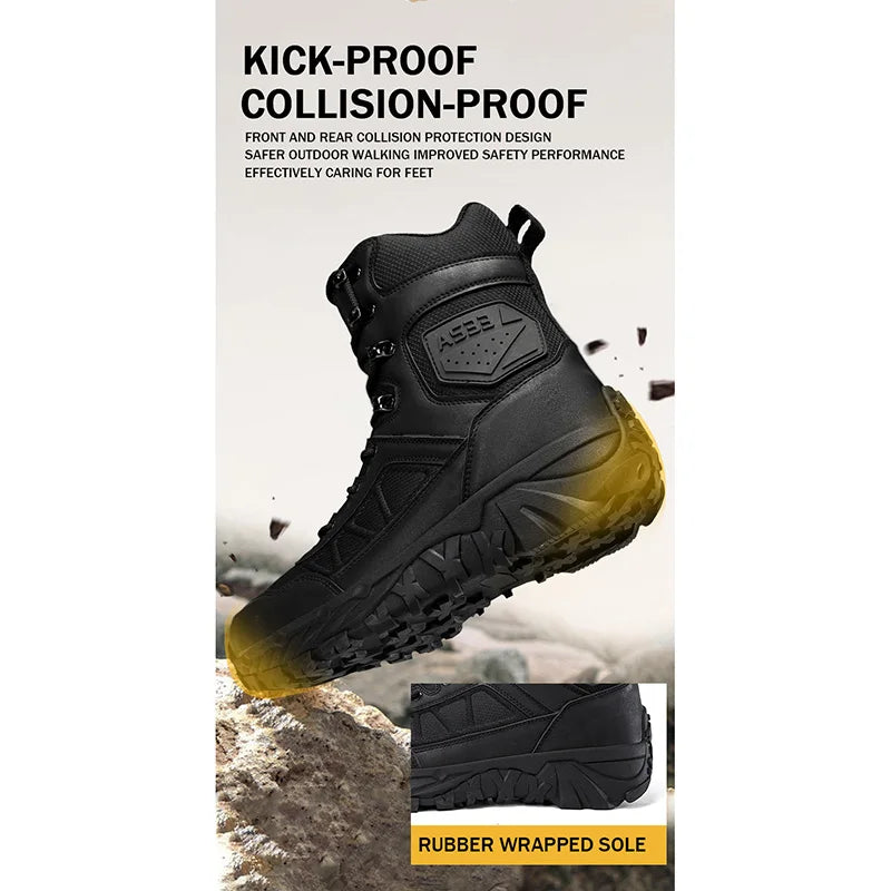 Topfight New Style Men Women Tactical Boots Special Forces Boots Outdoor Hiking Shoes High Tube Combat Ankle Boots Size 39-46