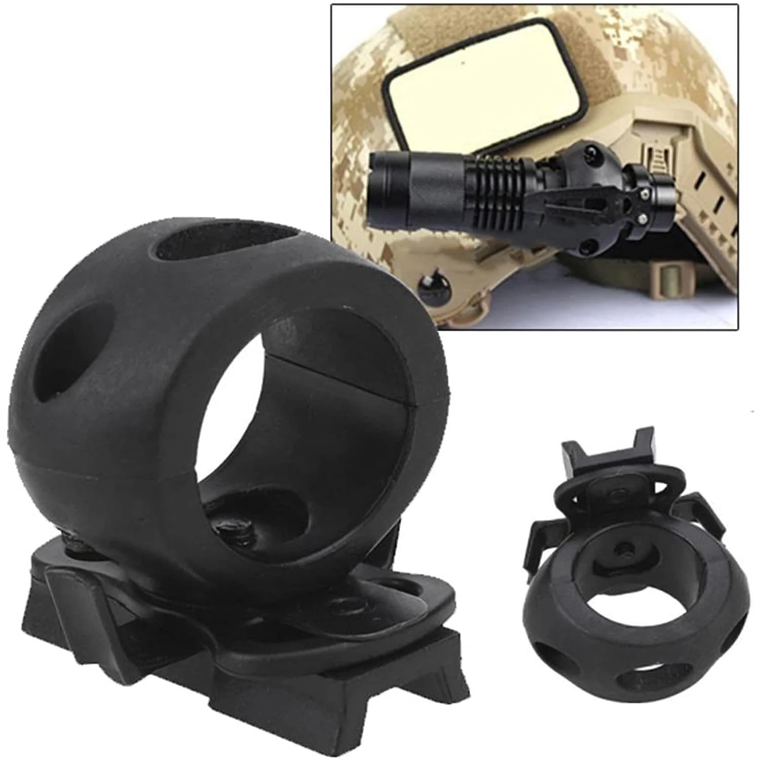 BOOIU Helmet Flashlight Holder Clip for Fast Tactical Helmet Mount Clamp Adapter 60 Degree Universal Rail Helmet Accessories