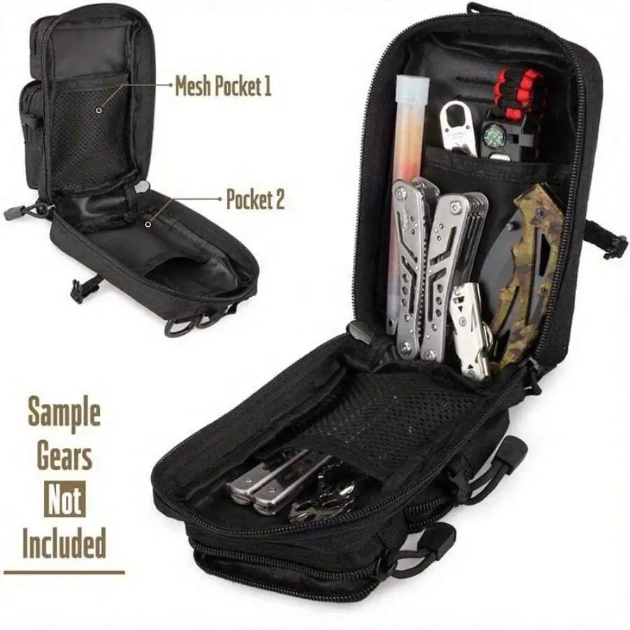 Tactical Molle Zippered Pouch EDC Waist Pack Medical IFAK Small Tool Bag for Hunting Hiking Fishing