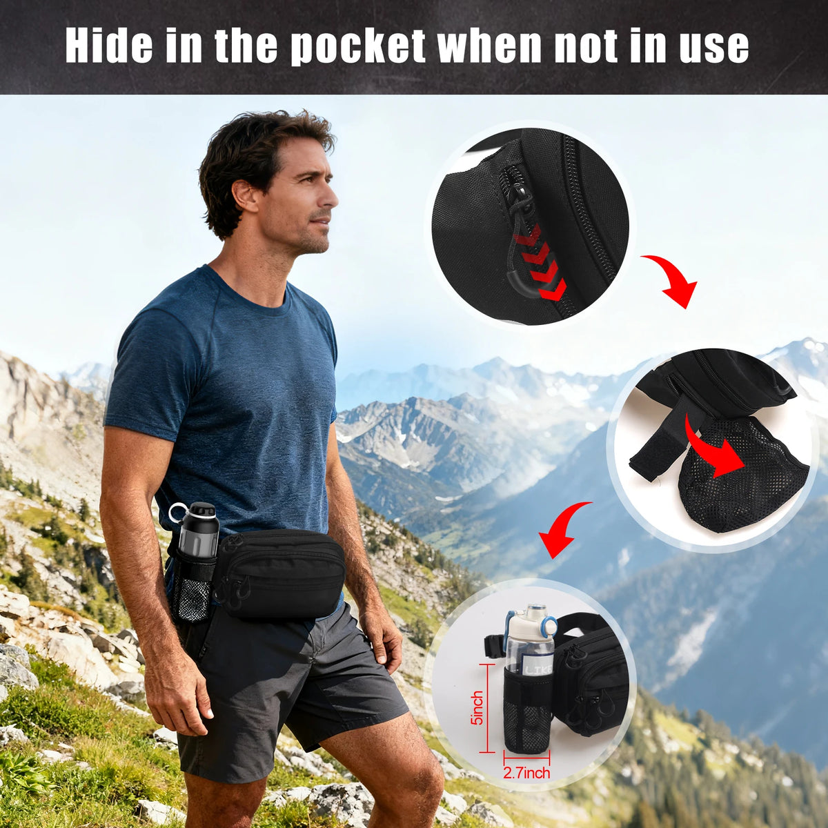 Quick Opening Gun Bag Concealed Carry Pistol Holster Bag Handgun Magazine Holder Tactical Fanny Pack with Hidden Bottle Pouch