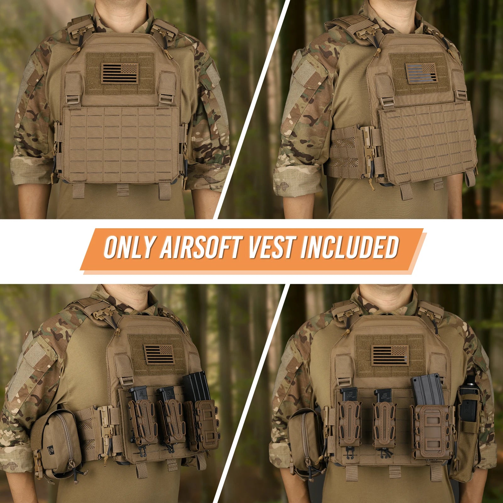KRYDEX Tactical LAVC Laser Cut Molle Plate Carrier Body Armor Airsoft Outdoor Combat Men Vest