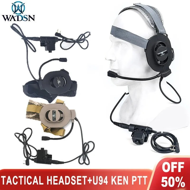 Wadsn Tactical Game Shooting Communication Headphone Bowman Elite II Headset U94 PTT for Kenwood Baofeng UV-5R Radio