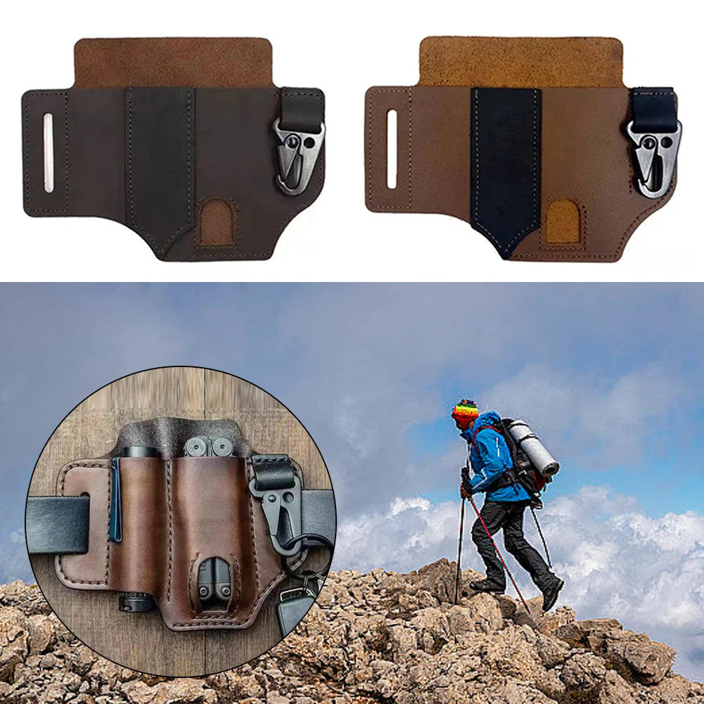 1Pc Tactical Multi-tool Belt Leather Case Outdoor Camping Hunting Waist Bag Portable Storage Bag Outdoor Tool Outdoor Tool Kit