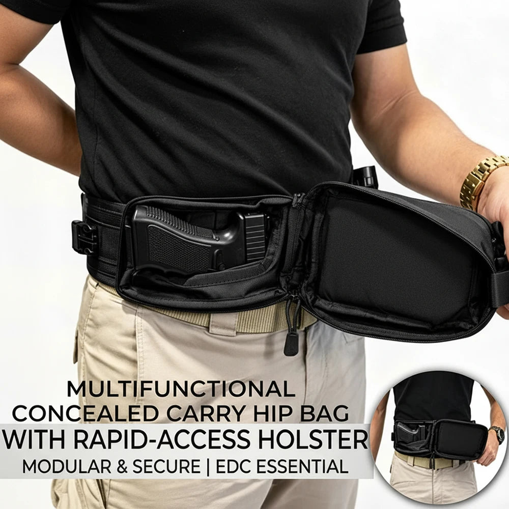 Tactical Waist Fanny Pack Concealed Carry Pistol Gun Bag Anti-Theft Hidden Gun Hip Bag Crossbody EDC Tool Bag for Hunting Hiking