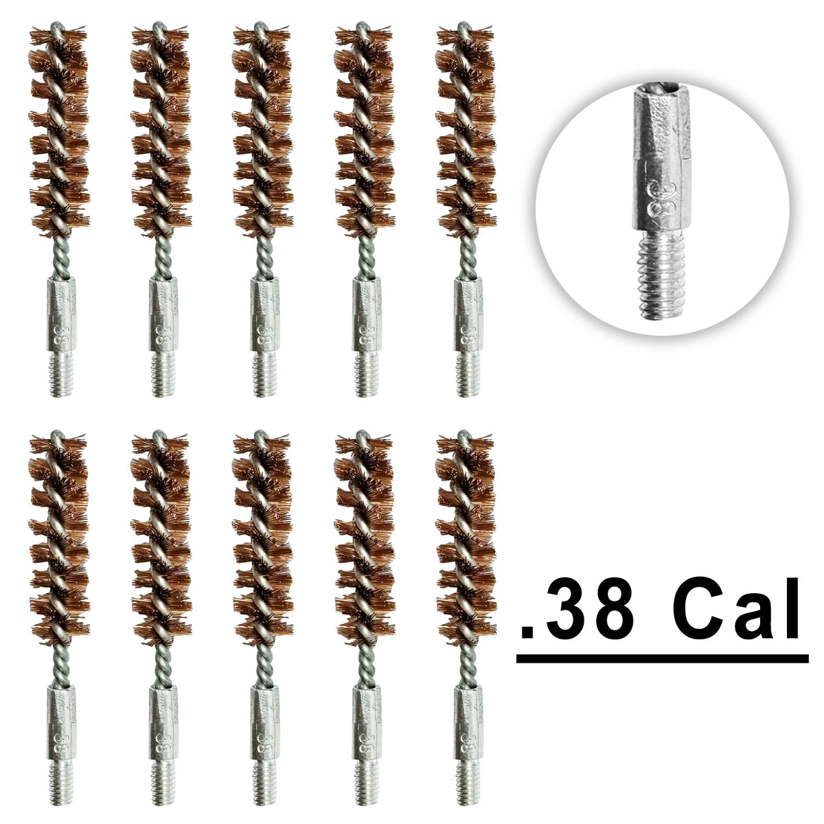 10 Pack Bronze Bore Brush 12GA .17Cal .22Cal 9mm Cleaning Brush for Pistol Rifle Cleaning Kit Thread 5-40 8-32 5/16-27