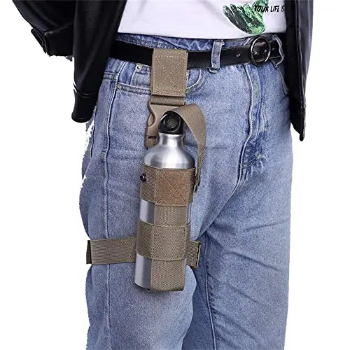 Left or Right Drop Leg Water Bottle Holster Interphone Radio Pepper Spray Holder Adjustable MK9 Pepper Spray Thigh Pouch