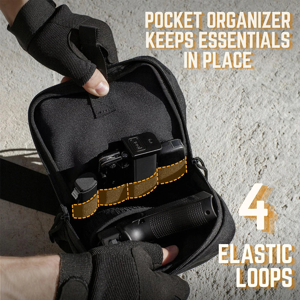 Quick Opening Gun Bag Concealed Carry with Gun Holster Tactical Pistol Bag Chest Pack EDC Shoulder Bag Crossbody Sling Backpack