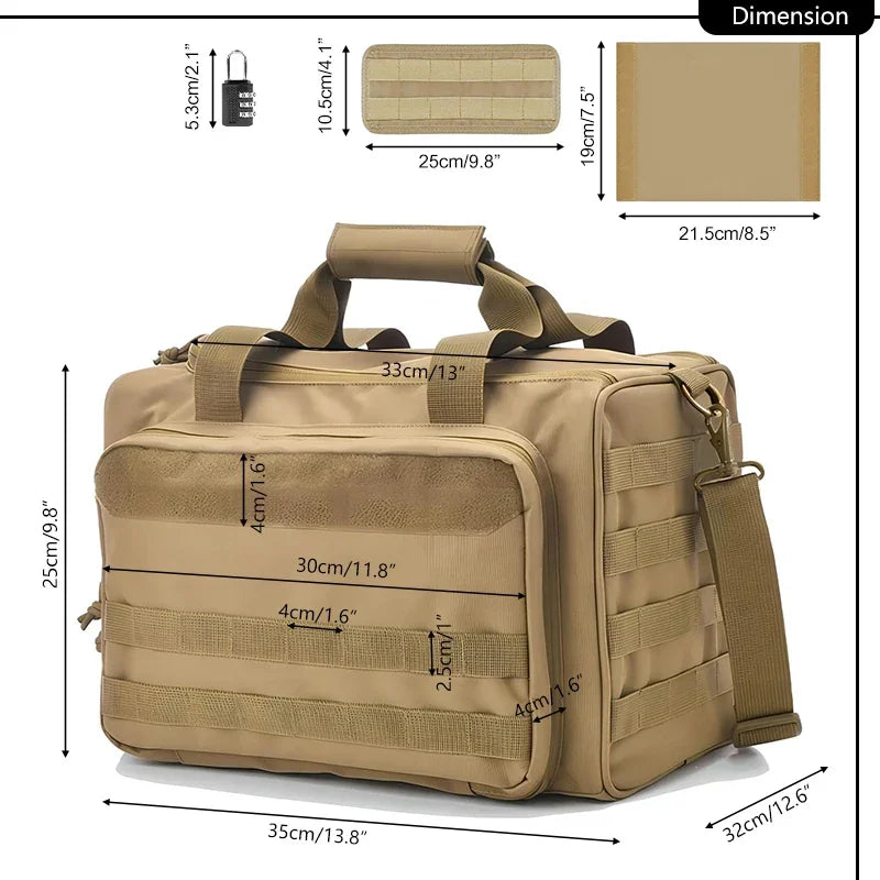 Shooting Range Bag Molle System Outdoor Hunting Accessory Nylon Tactical Gun Case Pack Pistol Tools Shoulder Bag Sniper Black