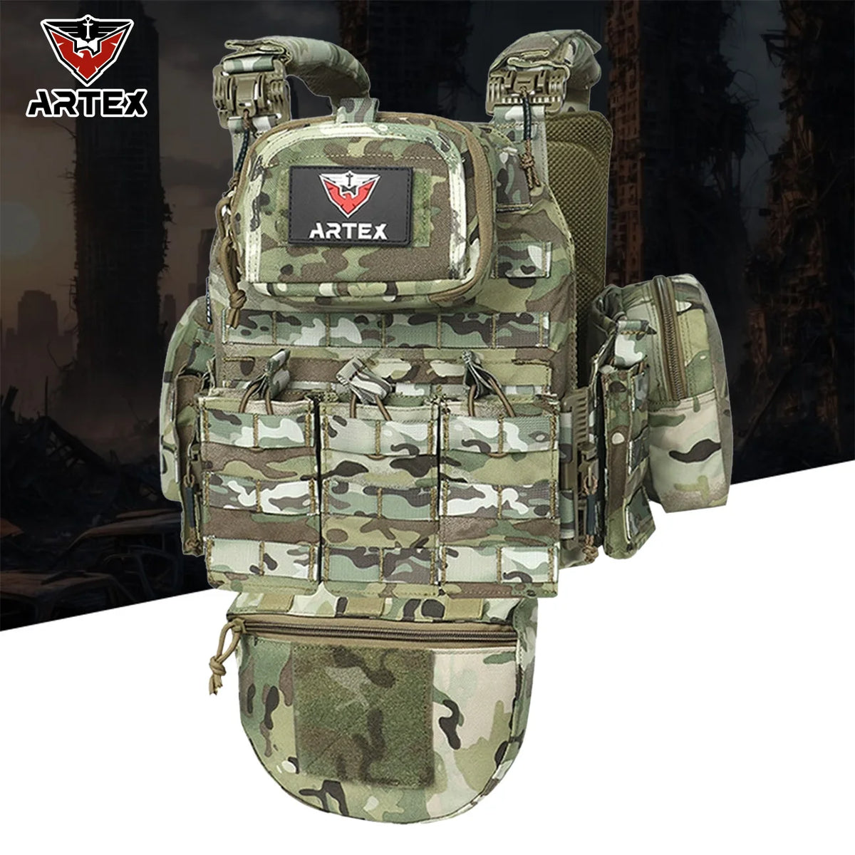 Waist and shoulder quick release buckle expansion bag size, large vest with breathable mesh on the inside, hunting vest