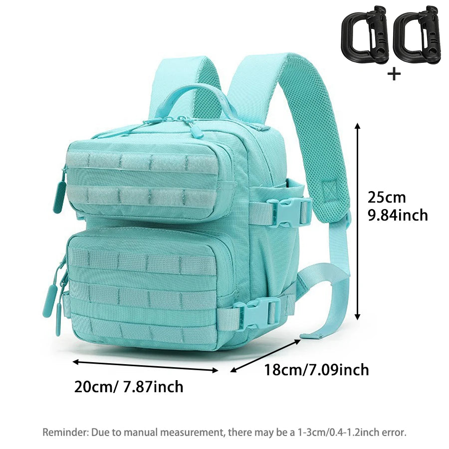 9L mini multi compartment backpack with MOLLE webbing and breathable mesh back panel for daily outdoor use
