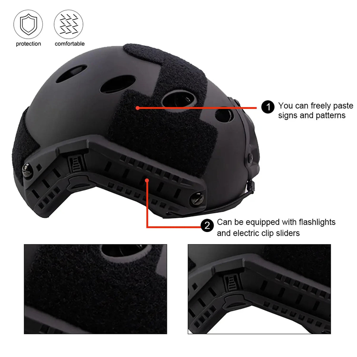 BOOIU Tactical Fast Helmet PJ Real Life Paintball Outdoor Sports Hunting Shooting Military Ballistic Helmet