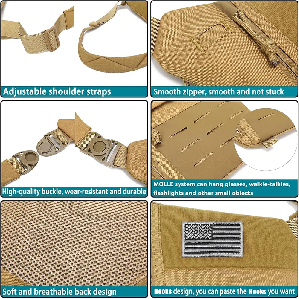 New Outdoor Crossbody Sling Bag Anti Thief Conceal Carry Handgun Bag Underarm Pocket Men Hidden Molle Combat Chest Shoulder Bags