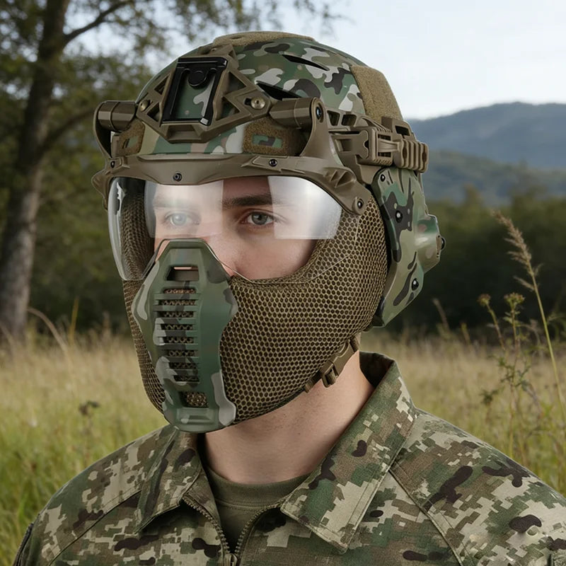 Airsoft Full Covered Helmets with Removable Mask Goggles Outdoor Hunting Tactical Wendy 3.0 Full Protection Helmet Training Gear