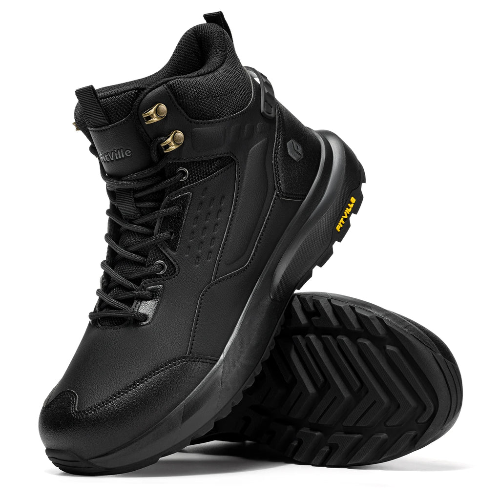 FitVille Men's Boots Water Resistant Extra Wide Toe High-top Hiking Shoes for Men Non-Slip Outdoor Tactical Combat Military Boot