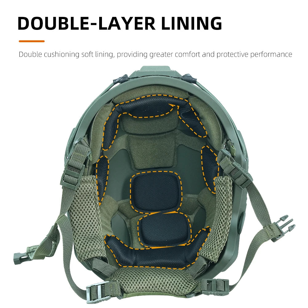 BOOIU Fast Tactical Helmet Fiberglass SF High Cut Outdoor Protective Safety Helmet Wendy's Suspension Pad Helmet