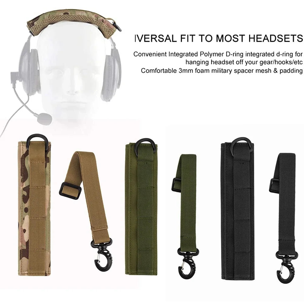 Molle Modular Headset Cover Headband Tactical Earphone Microphone Protection Case Hunting Earmuff Headphone Stand Strap
