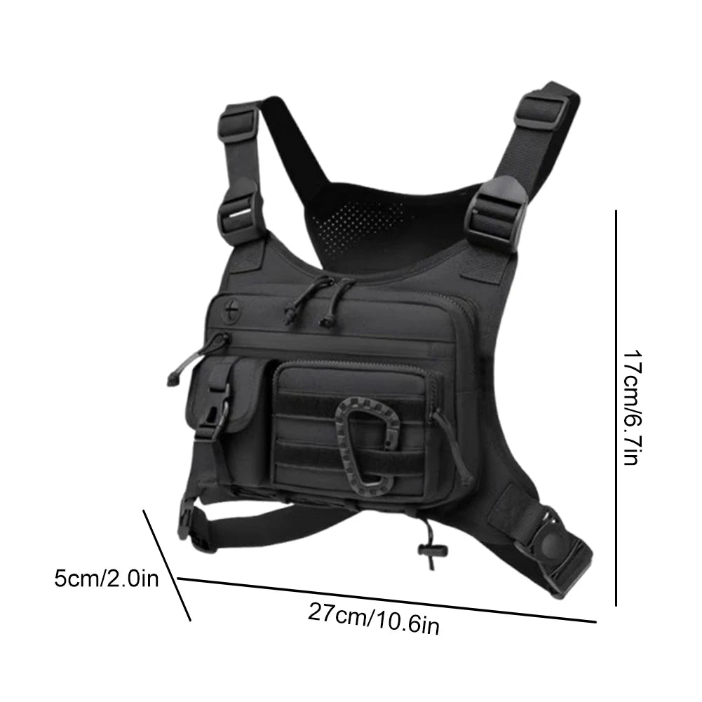 Outdoor Cycling Chest Bag Large Capacity Multifunctional Vest Chest Bag Nylon Hunt Vest Bag Travel Commute Sports Backpack