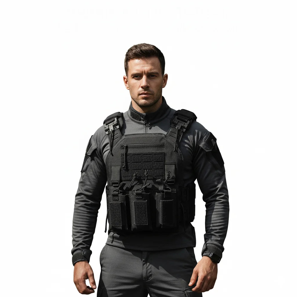 Tactical vest, quick disassembly twin-pack, lightweight laser-cut outdoor hunting-style black outdoor equipment vest, of high qu