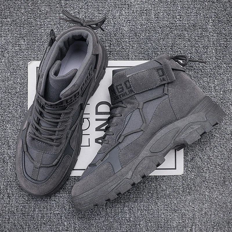 Men's Casual Leather Boots Four Seasons Outdoor Hiking Boots Fashion Retro Work Boots Thick Bottom Ankle Boots Anti-slip 2024