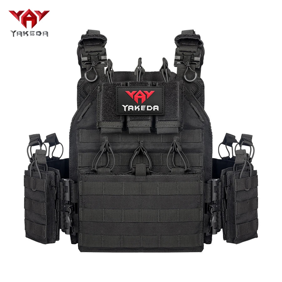 YAKEDA waist and shoulder straps with quick release buckles, MOLLE system with multiple accessories package hunting vest