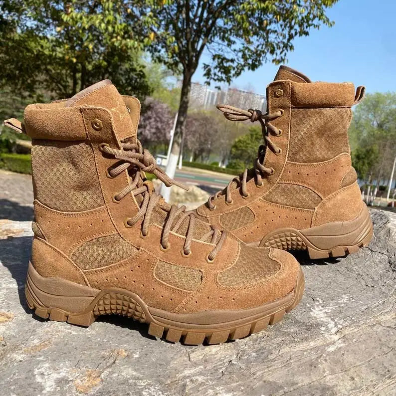 Summer Mesh Breathable Men's Wear-Resistant High-Top Zipper Puncture-Proof Desert Boots