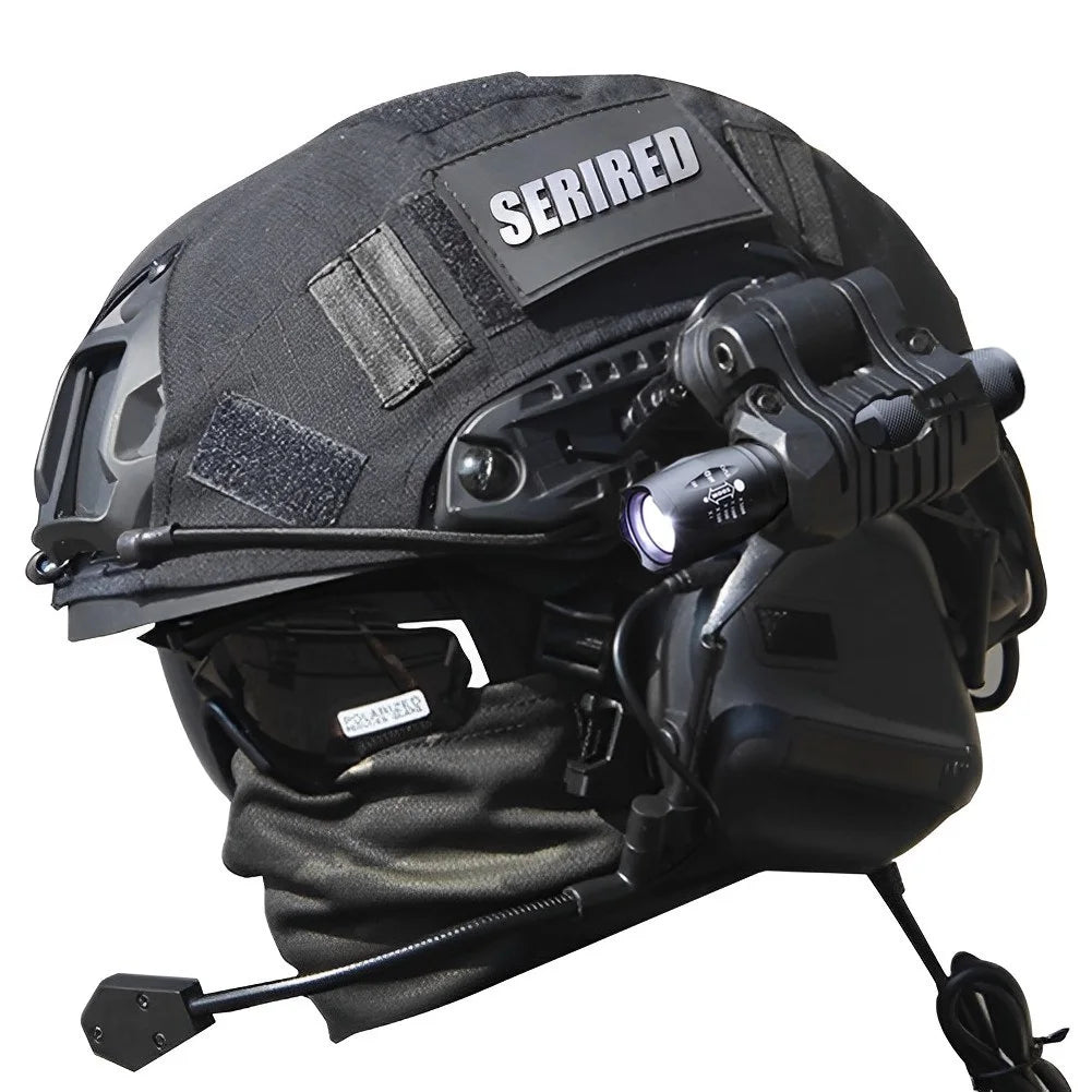Tactical Airsoft Helmet Set with FAST PJ Helmet & Helmet Cover Headset Flashlight Goggles for Cs Airsoft Huntying Shooting Game