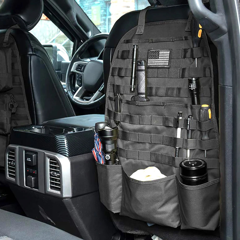 Car Seat Back Organizer Universal Molle Seat Back Organizer Tactical Molle Vehicle Panel Car Seat Cover Protector Storage Pouch