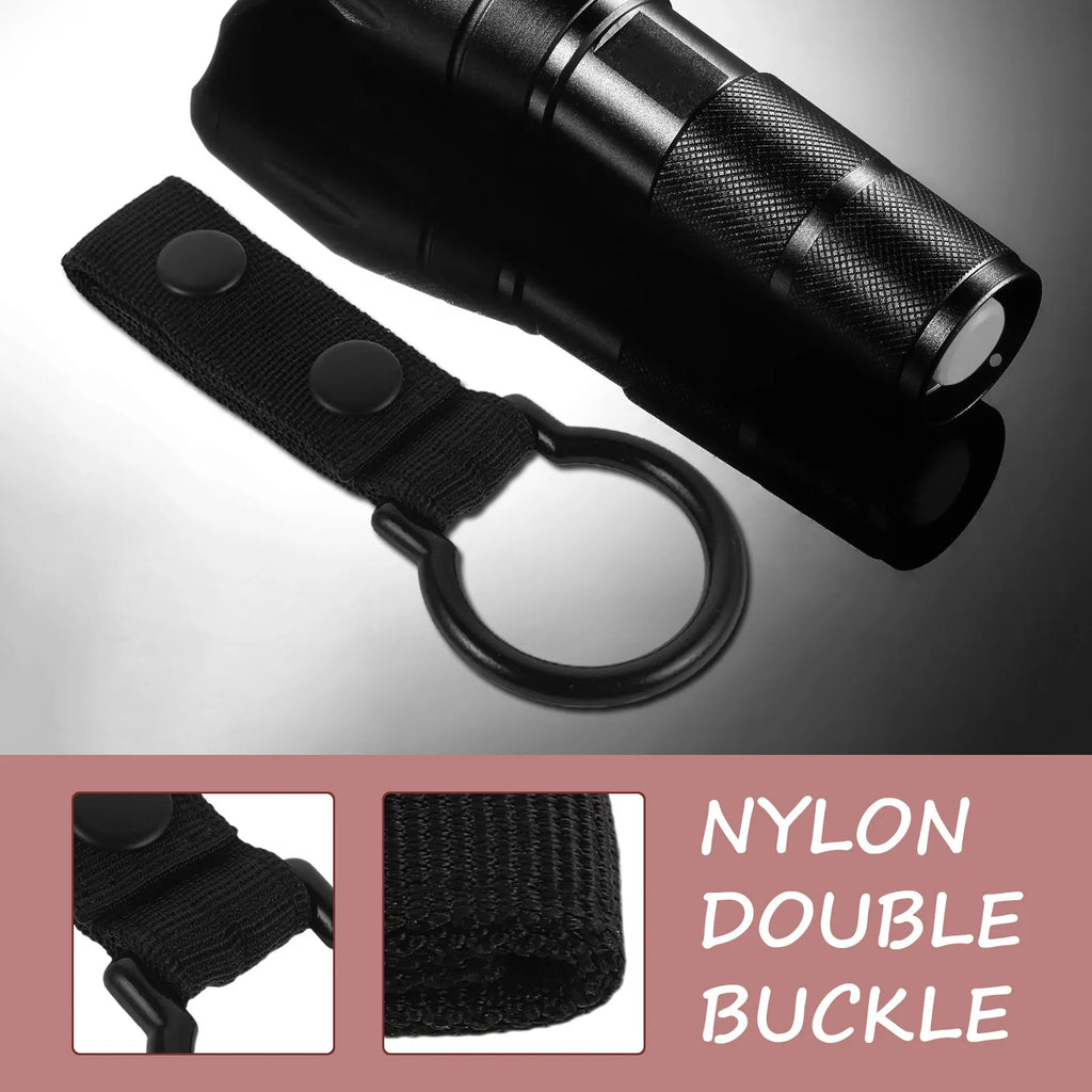 2Pcs Flashlight Belt Holder Nylon Webbing Snap Button Anti-Lost Quick Release Hands-Free Flashlight Holster Duty Belt Outdoor