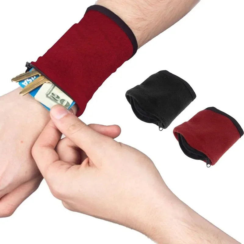 Running bag with zipper, wrist wallet, wrist bag, basketball wristband,yoga,sweatband, sports arm bag for key card storage case
