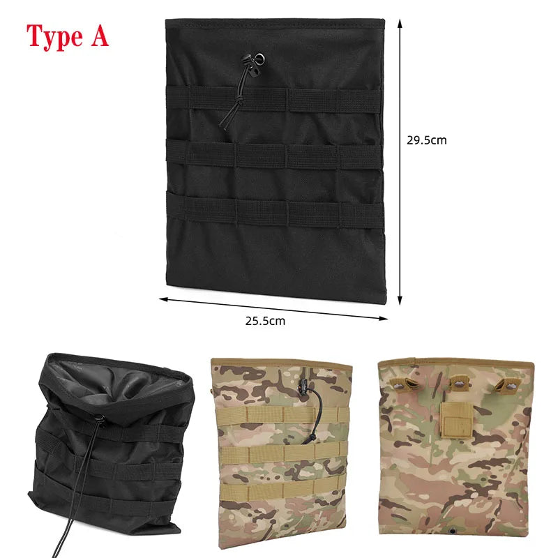 Tactical Molle Folding Magazine Dump Drop Pouch Utility Drawstring Recovery Mag Holster Ammo Bag Hunting Accessories Pouch