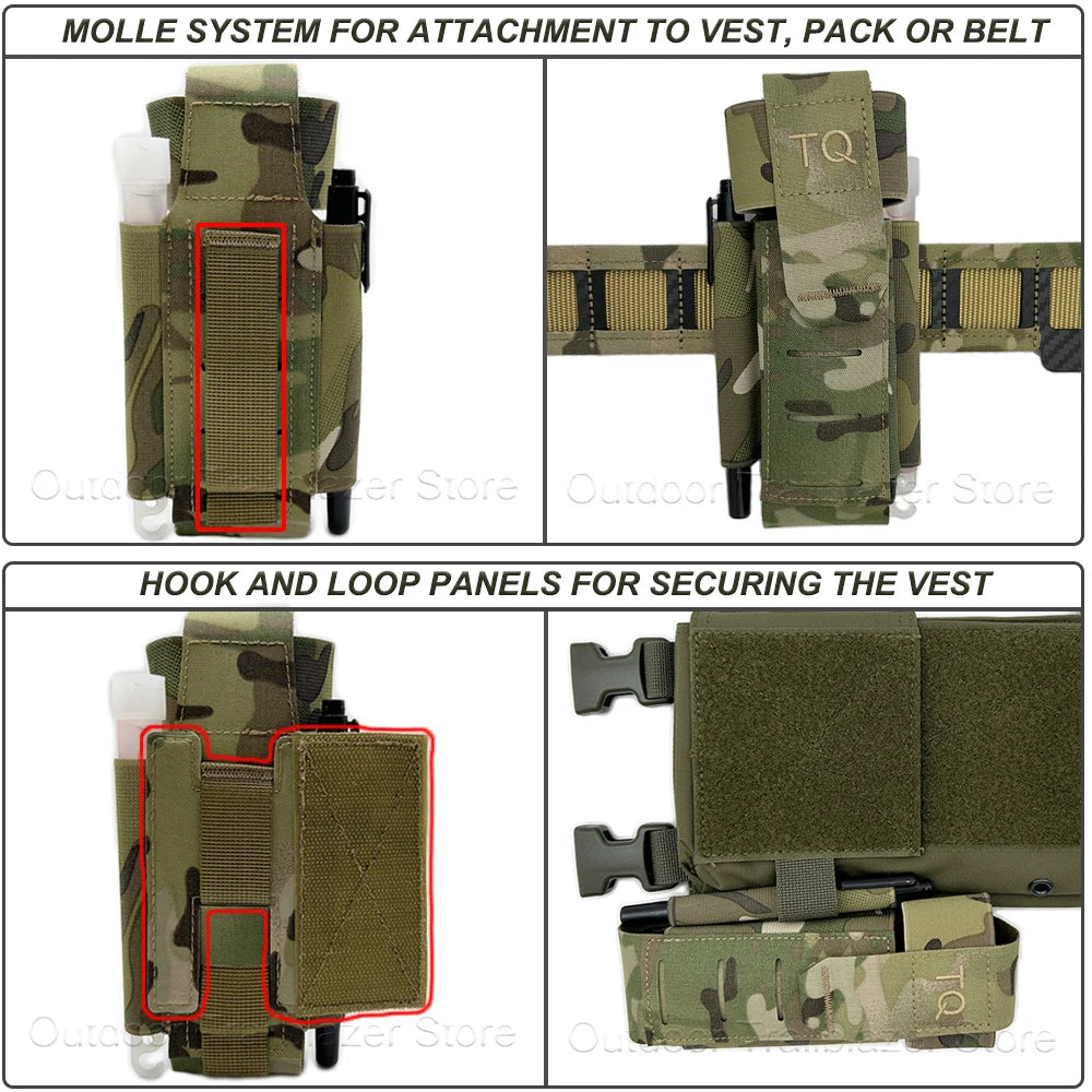 Tactical TQ Tourniquet Pouch TQ Pouch With Removable Hook and Loop Panel for MOLLE PALS Duty Belt Airsoft Combat Hunting Vest