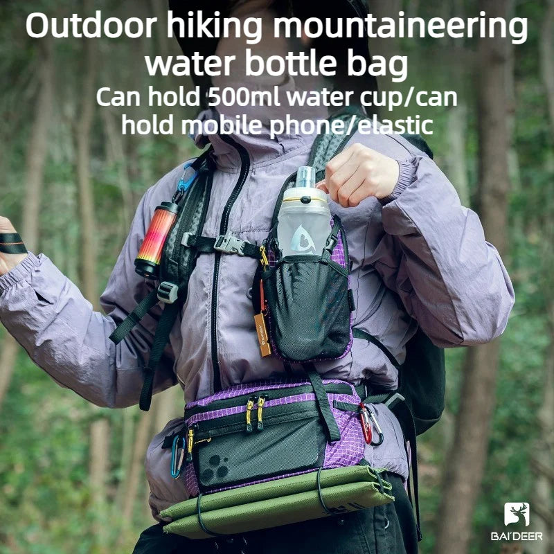 UHMWPE Outdoor Backpack Extension Pouch Phone Water Bottle Holder MOLLE Attach Bag with Extra Shoulder Strap for Hiking Trekking