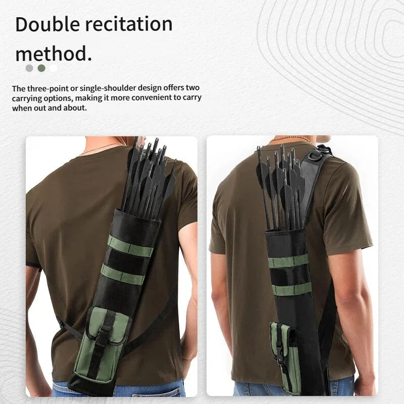 Upgraded Oxford Archery Arrow Bag, Portable Multifunctional Tactical Arrow with Adjustable Strap & Multi-Pockets