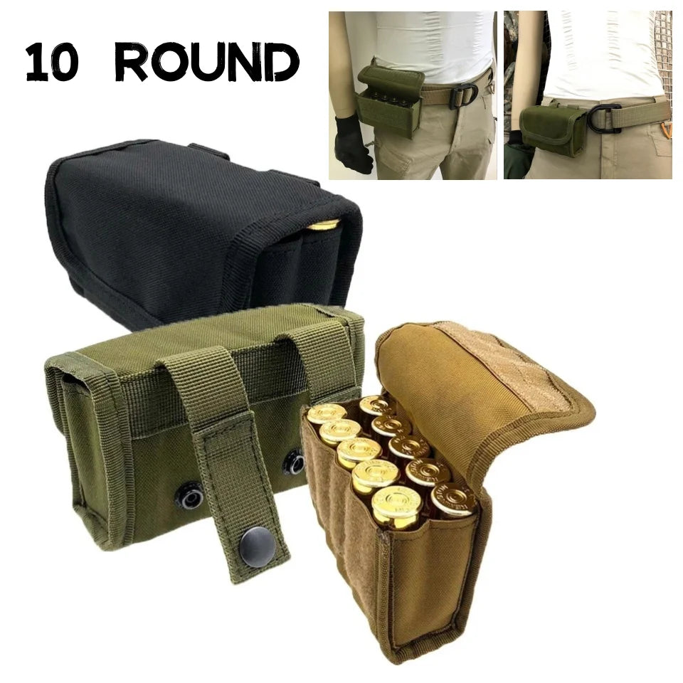 Hunting 10 Round Shot Shotshell Reload Holder Molle Pouch for 12 Gauge/20G Magazine Pouch Ammo Round Cartridge Holder Bag