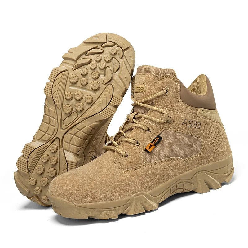 New Men Tactical Boots Army Boots Mens Military Desert Waterproof Work Safety Shoes Climbing Hiking Shoes Ankle Outdoor PUBG