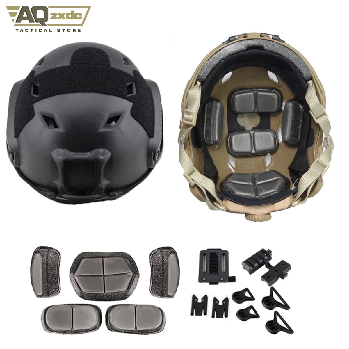 AQzxdc Airsoft Helmet Set Tactical Goggles Helmet Light Signal Light Tactical Flashlight and Night Vision Goggle Mount Bracket