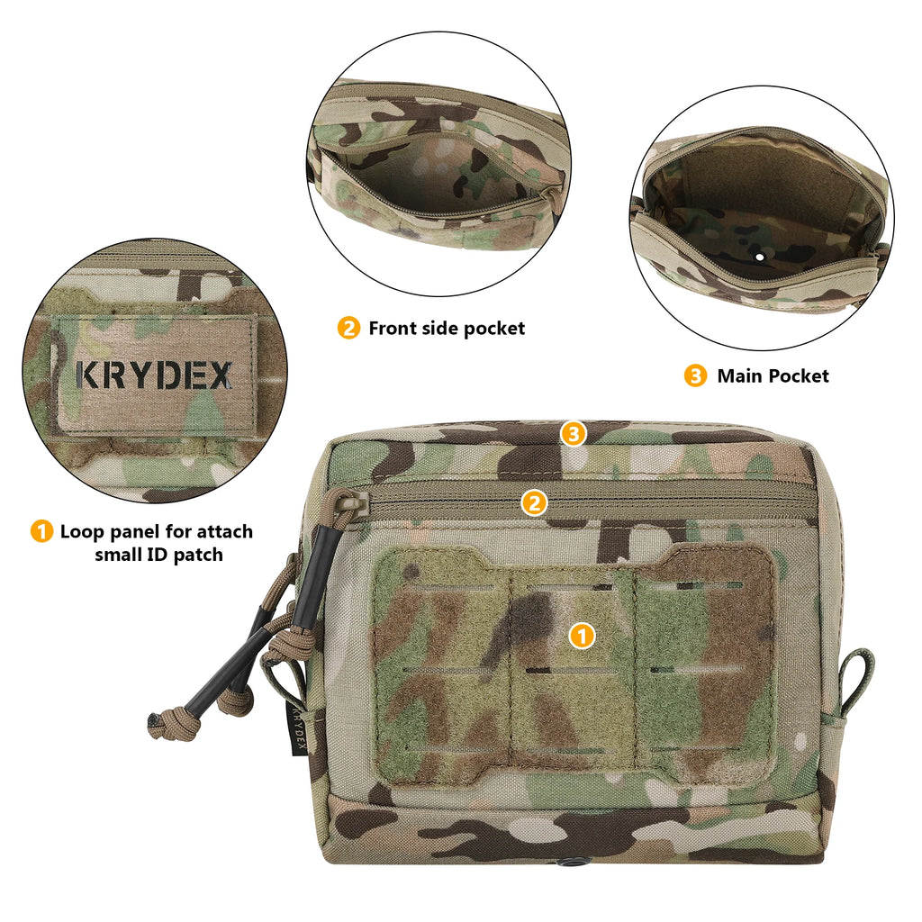 KRYDEX Tactical GP Pouch General Purpose Pouches Utility EDC MOLLE Storage Bag for Chest Rig Vest Duty Belt Backpack