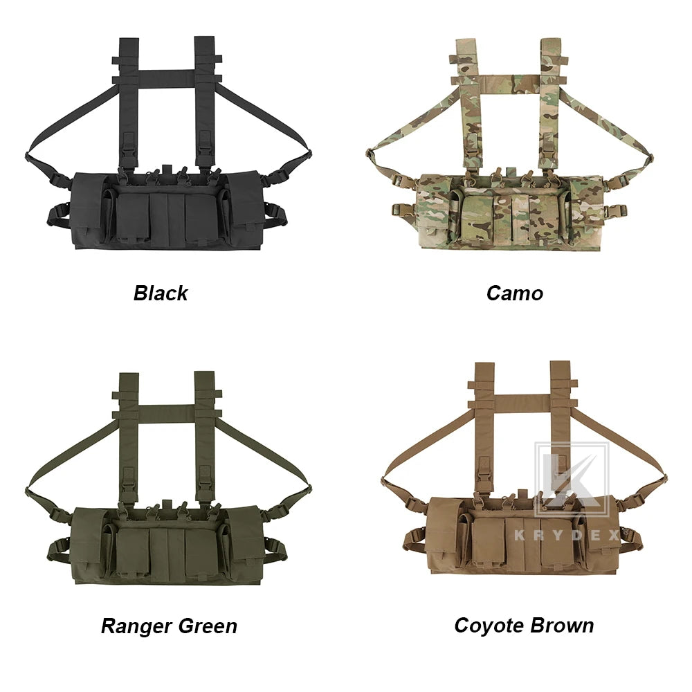 KRYDEX 500D Tactical Chest Rig UW Gen IV Low Profile Micro Fight Rigs Vest With 556 9mm GP Pouch Multifunction Pockets H Harness