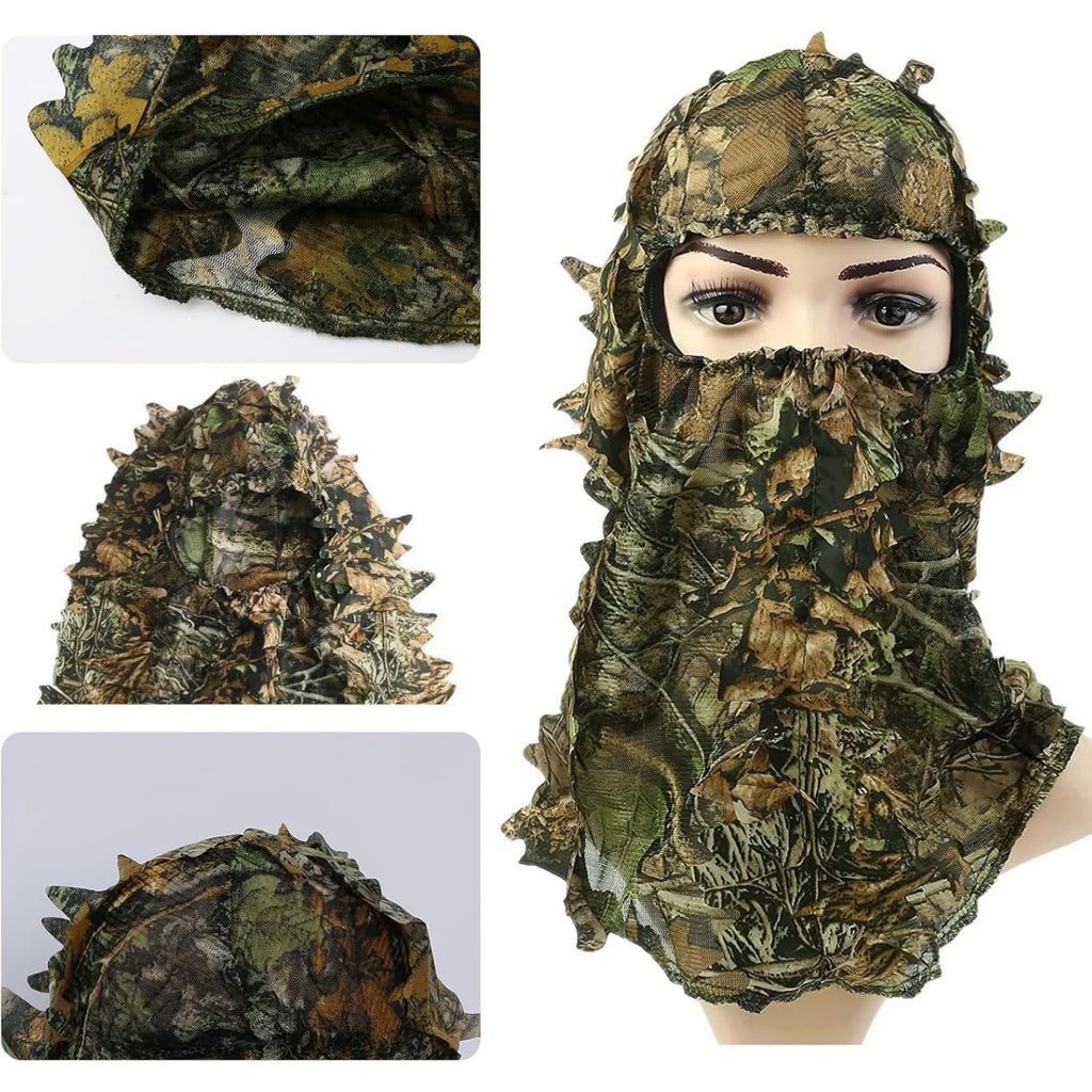 Outdoor Camouflage Headgear, 3D Leaf Camouflage Full Face Hood