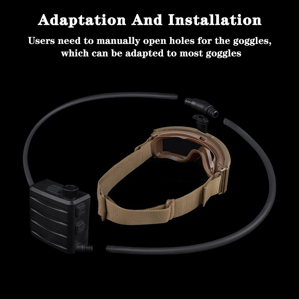 Goggles Fan Anti-Fog Kit Eyewear Electric Defogger Charging Adjust Wind Speed/Suitable for Tactical,Skiing,Work Clear Vision