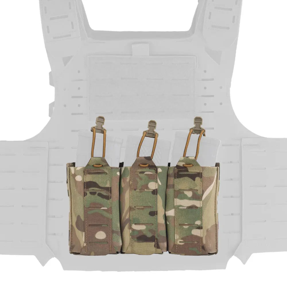 Tactical Plate Carrier Front Flap Triple 556 762 Magazine Pouch Lightweight Elastic Open-Top Mag Bag for M4 AK AR Airsoft Gear