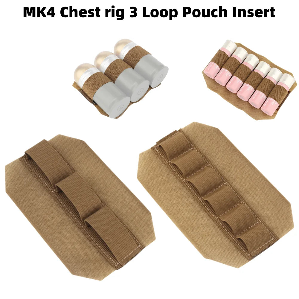 Portable Hunting Loop Panel Drop Pouch Insert 3 Hole Bulk Bullet Organizer Storage Bag For MK2 MK3 MK4 Chest Rig Hunting Vest